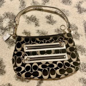 Coach small shoulder purse silver & black